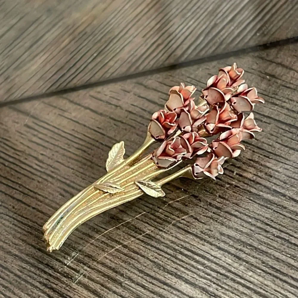 Vintage Rose Flower Pin DM 1997 “David Monn” Rose Bouquet